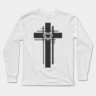 The cross of Christ and the diamond heart Long Sleeve T-Shirt